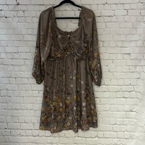Maurices NWT Brown Floral Long Sleeve Dress